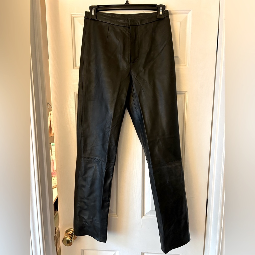 Black Genuine Leather Pants - Size 2